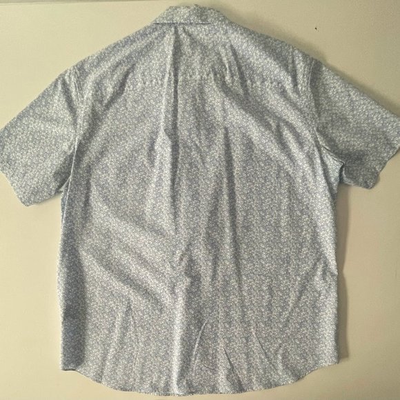 Calvin Klein - Blue Floral Print - Short Sleeve Button Down - XL - Picture 2 of 4